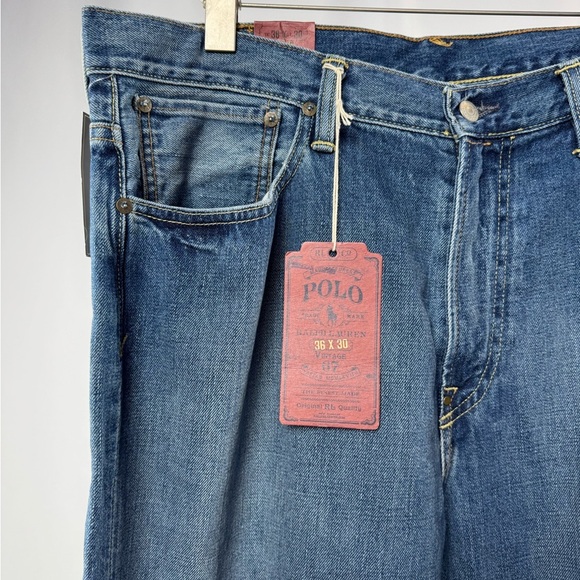NWT Polo Ralph Lauren Vintage 67 Cotton Straight Leg Jeans in‎ Blue Size 36 x 30 - Picture 2 of 8